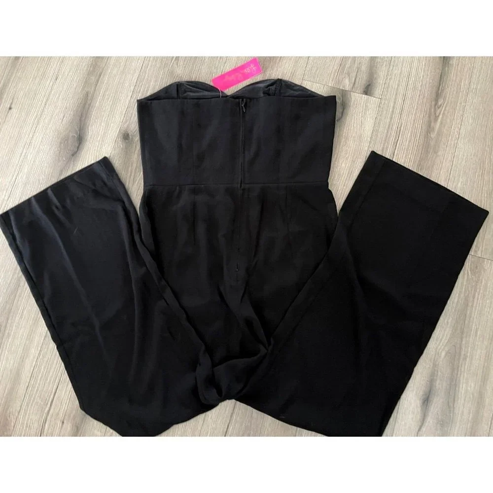 Lilly Pulitzer Womens Kylo Jumpsuit Onyx Black MISSING BELT Wide Leg Sz 16  $198 - Picture 4 of 13